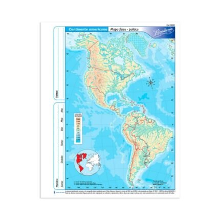 MAPA CONTINENTE AMERICANO-AMERICA FISICO-POLITICO N°3 XU