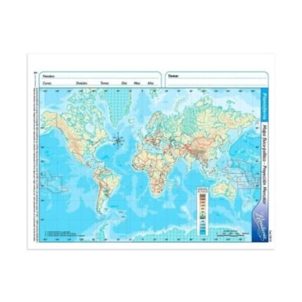 MAPA PLANISFERIO FISICO-POLITICO N°3 XU
