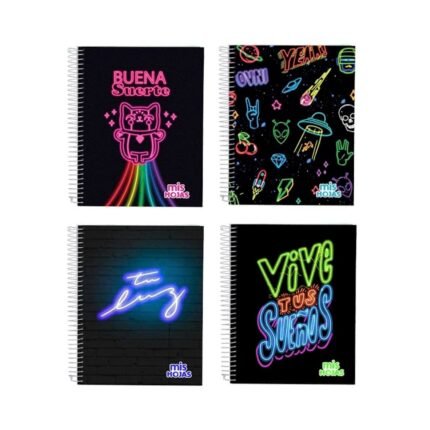 CUADERNO MIS HOJAS A5 120H NEON RAYA TAPA DURA ESPIRAL