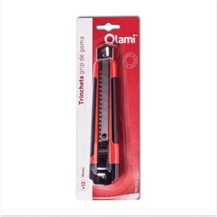 CUTTER CON GRIP DE GOMA C/ GUIA METALICA OLAMI 18MM - (TRI203)